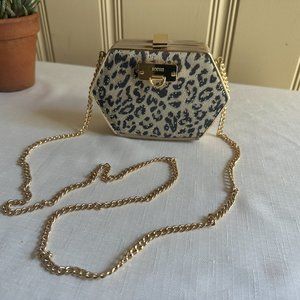 Bodhi Small Purse Clutch Leopard Print Gold Chain